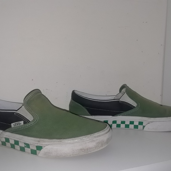Green Checkerboard Old Skool Vans - Picture 1 of 4